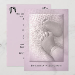 Baby Girl Shower with Baby Feet Invitation