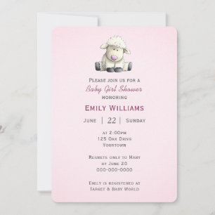 Baby Girl Shower With Lamb Invitation
