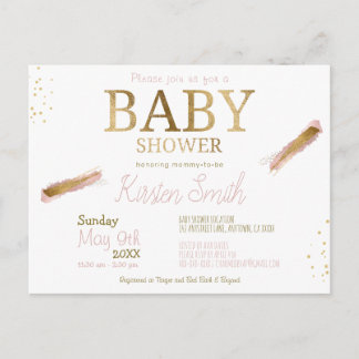 Baby Girl Simple Baby shower Invitation Cartes pos