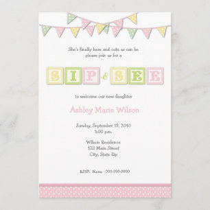 Baby Girl Sip and See Invitation