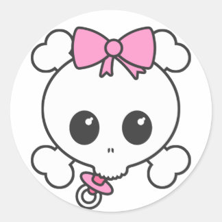 Baby Girl Skully Classic Round Sticker