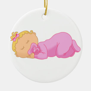 Baby Girl Sleeping Ceramic Ornament