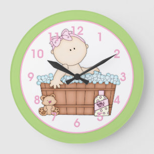Baby Girl Taking a Bath Kid's Wall Clock