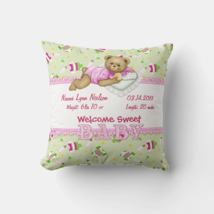 Baby Girl Teddy Bear Pillow
