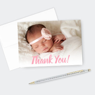 Baby Girl Thank You   Pink Photo Overlay Card