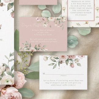 Baby Girl to Bee Pink Floral Girl Diaper Raffle Enclosure Card