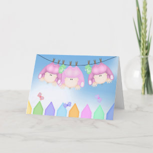 Baby Girl Triplets Card