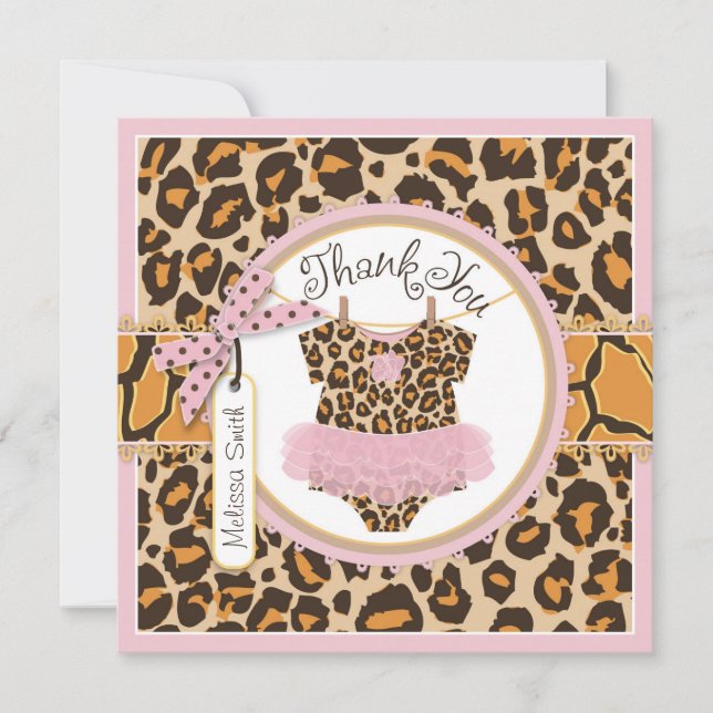 Baby Girl Tutu Cheetah Print Thank You (Front)