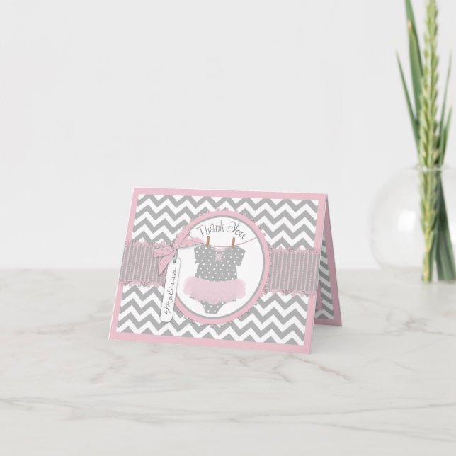 Baby Girl Tutu Chevron Imprimer Carte de remerciem (Devant)