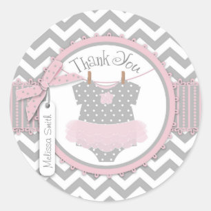 Baby Girl Tutu Chevron Imprimer Merci Étiquette