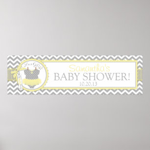 Baby Girl Tutu Chevron Print Baby Shower Banner