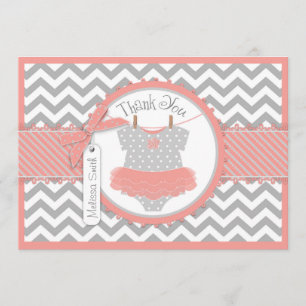 Baby Girl Tutu Chevron Print Thank You Card