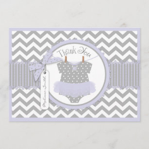 Baby Girl Tutu Chevron Print Thank You Card