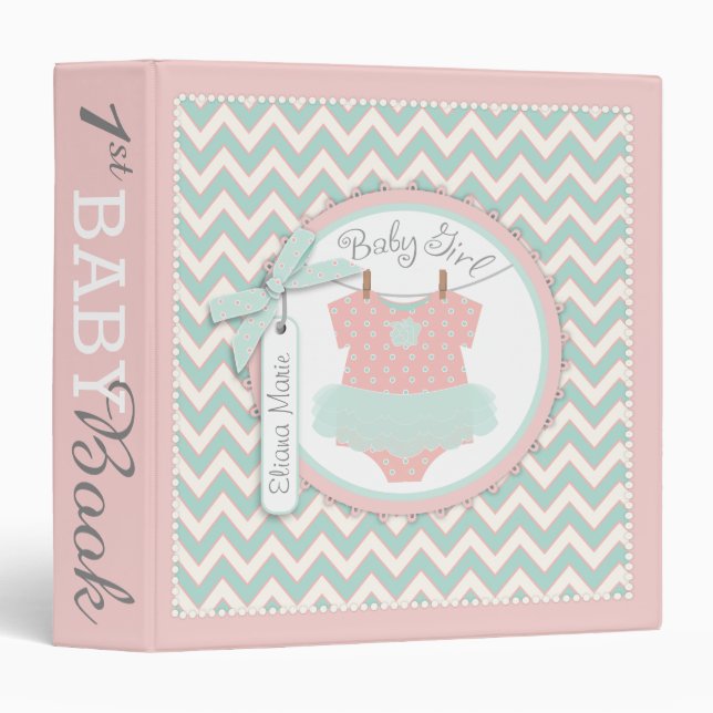 Baby Girl Tutu Memory Book Album Binder (Front/Spine)
