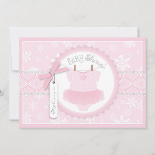 Baby Girl Tutu Snowflake Print Baby Shower Invitation
