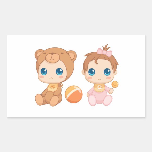 Baby Girl Twins Bear Jumpsuit Sticker (Front)