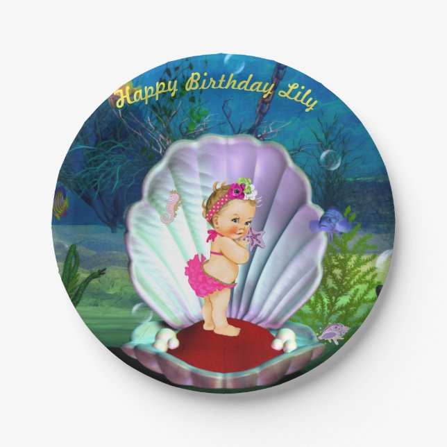 Baby Girl Under the Sea Party Plates (Front)