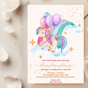 Baby Girl Unicorn Gold Glitter Baby Shower Invitation