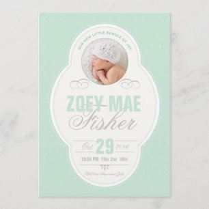 Baby Girl Vintage cadre Faire-part de naissance -