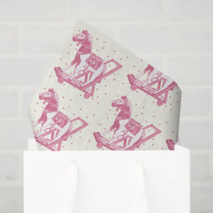 Baby Girl Vintage Pink Hobby Horse Pattern Tissue Paper