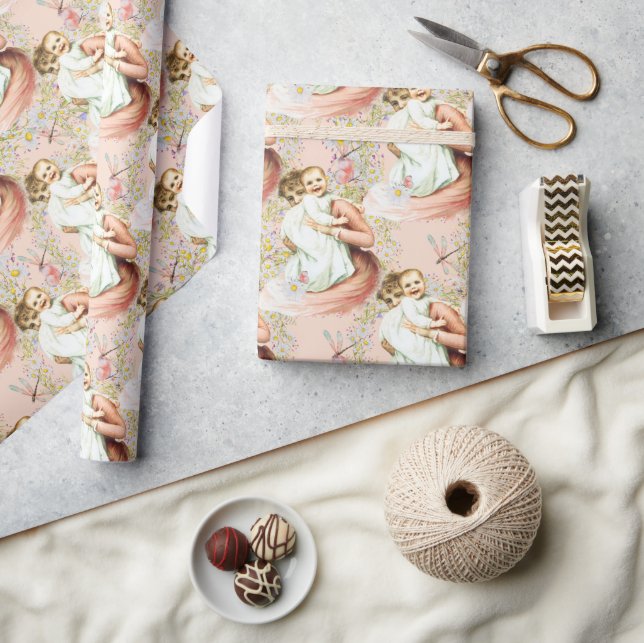 Baby Girl Vintage Wrapping Paper pink (Crafts)