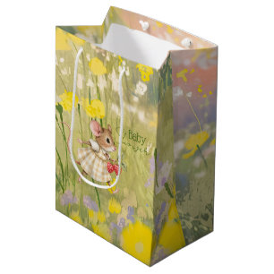 Baby Girl Woodland Animal Shower Medium Gift Bag