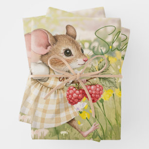 Baby Girl Woodland Animal Shower Wrapping Paper Sheet