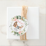Baby girl woodland forest animals pink greenery favour tags<br><div class="desc">For more advanced customization of this design,  simply select the "Customize It" button above!</div>