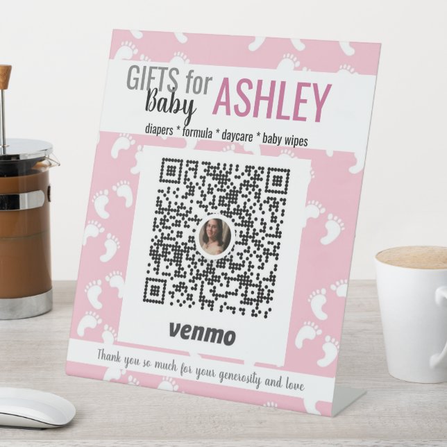 Baby GIrl Work Baby Showers Pedestal Sign (In SItu)