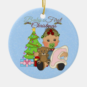 Baby Girl's 1st Christmas Round Ornament