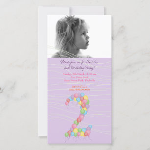Baby Girls 2nd Birthday Party Photo Card Invite
