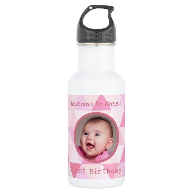 Baby Girl's First Birthday | Water Bottle (Front)