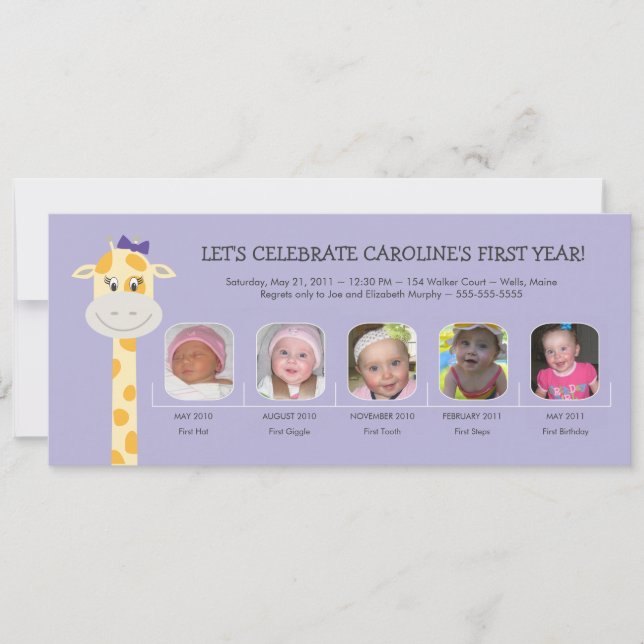 Baby Girl's First Birthday Year Invitation (Front)