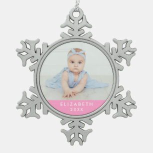 Baby Girl's First Christmas Snowflake Pewter Christmas Ornament