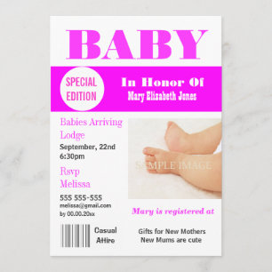 Baby girls magazine photo PERSONALIZE Invitation