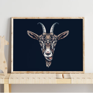 Baby Goat Animal Portrait Goat Wall Print