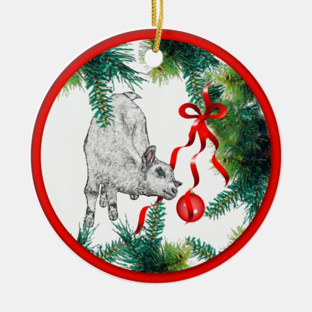 Baby Goat Christmas Ornament (Front)