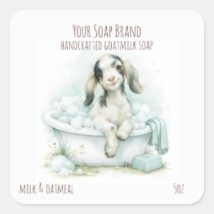 Baby Goat in a Bath Tub Goatsmilk Soap Square Sticker