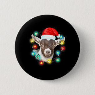 Baby Goat Pajama Santa Farm Animal Farmer Goat 2 Inch Round Button