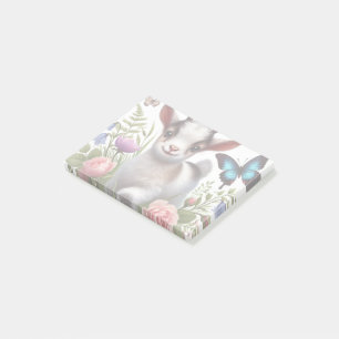 Baby Goat With Colourful Butterflies and Flowers Post-it Notes