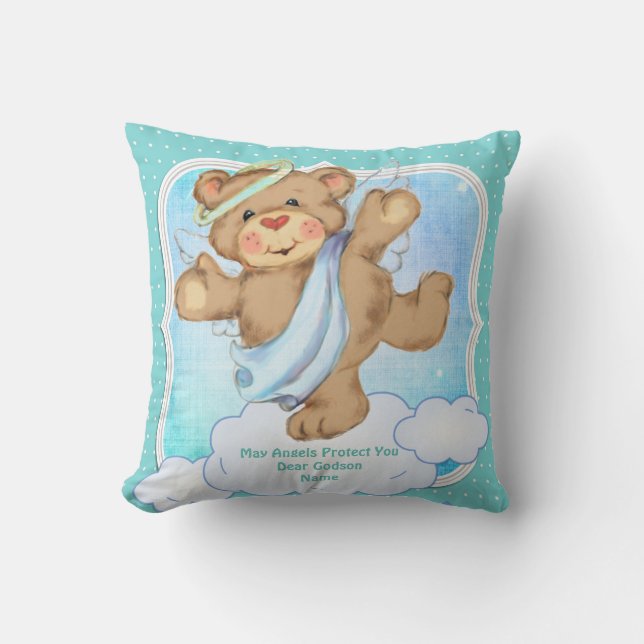 Baby Godson Godchild Gift Communion Baptism Angel Throw Pillow (Front)