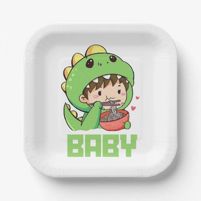 baby godzilla paper plate (Front)