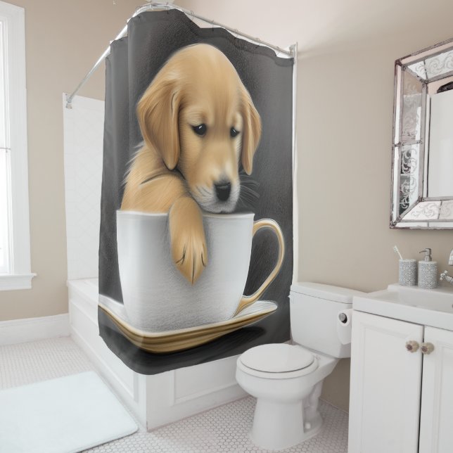 Baby Golden Retriever in a Tea Cup Graphic (In Situ)
