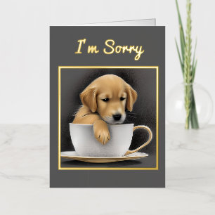 Baby Golden Retriever in a Tea Cup Graphic Foil Greeting Card