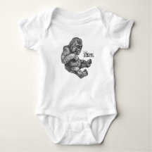 Baby Gorilla Romper, Ugly Vintage Etchings, Cute.