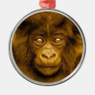 Baby Gorilla Sepia Couleur Ornement de Noël