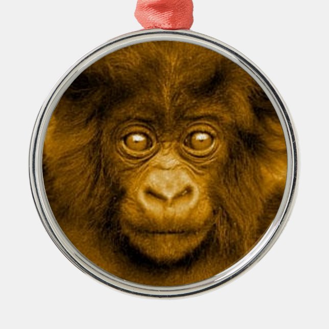 Baby Gorilla Sepia Couleur Ornement de Noël (Devant)