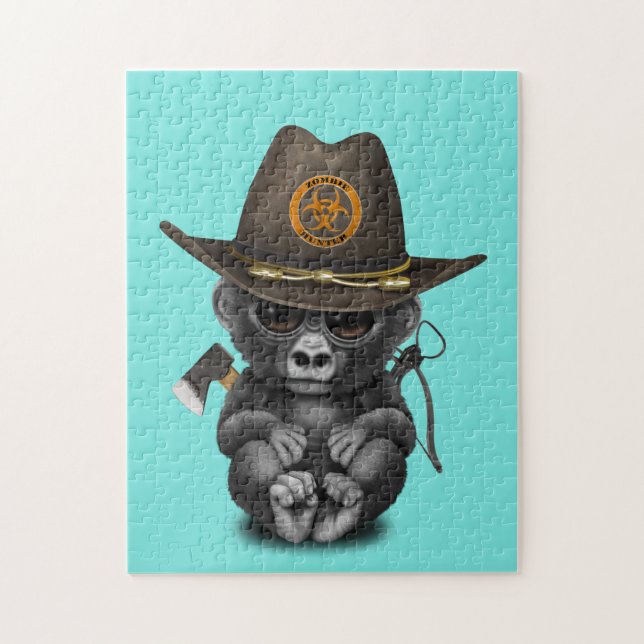Baby Gorilla Zombie Hunter Jigsaw Puzzle (Vertical)