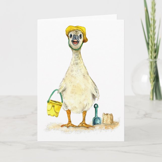 Baby Gosling on the Beach Holiday Card (Front)