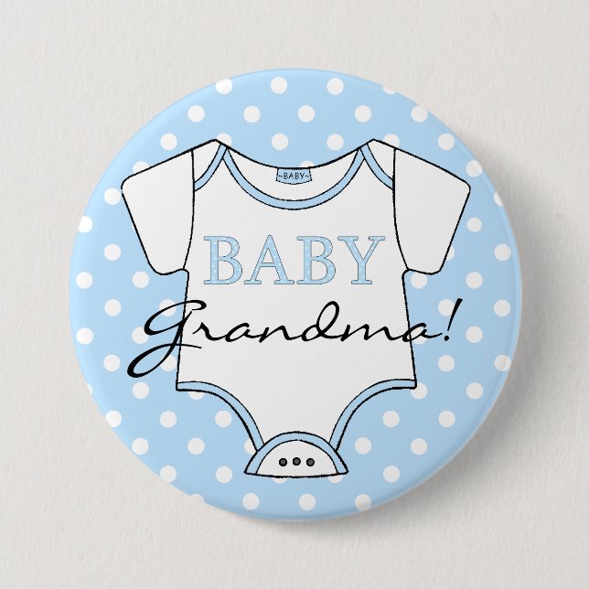 Baby Grandma Blue With White Dots 3 Inch Round Button (Front)